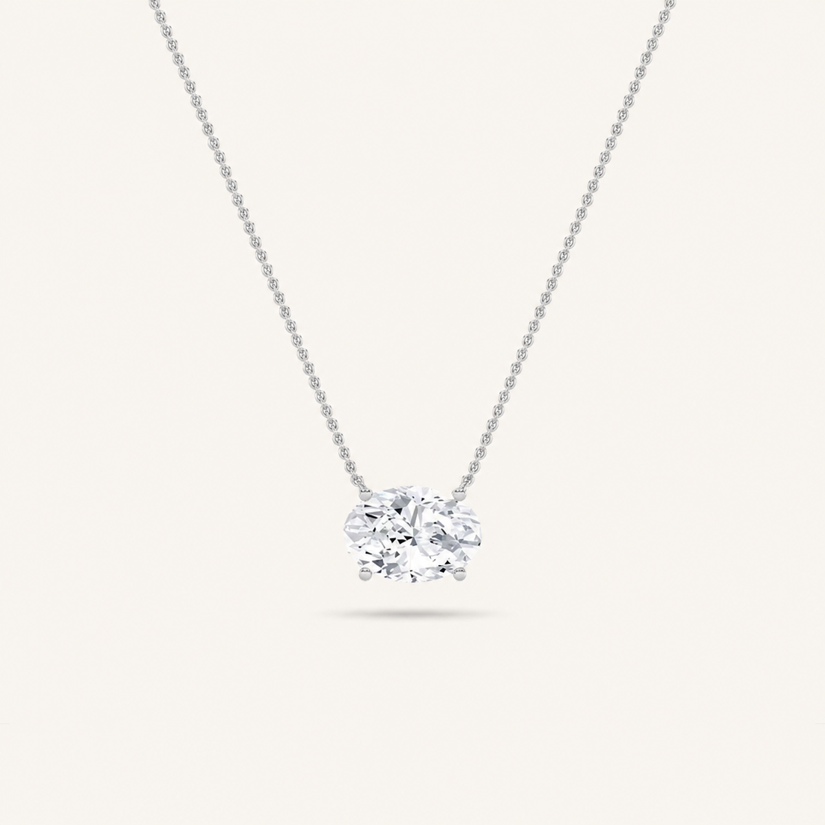 3.00 CT Oval Cut Lab Grown Diamond East West Solitaire Necklace