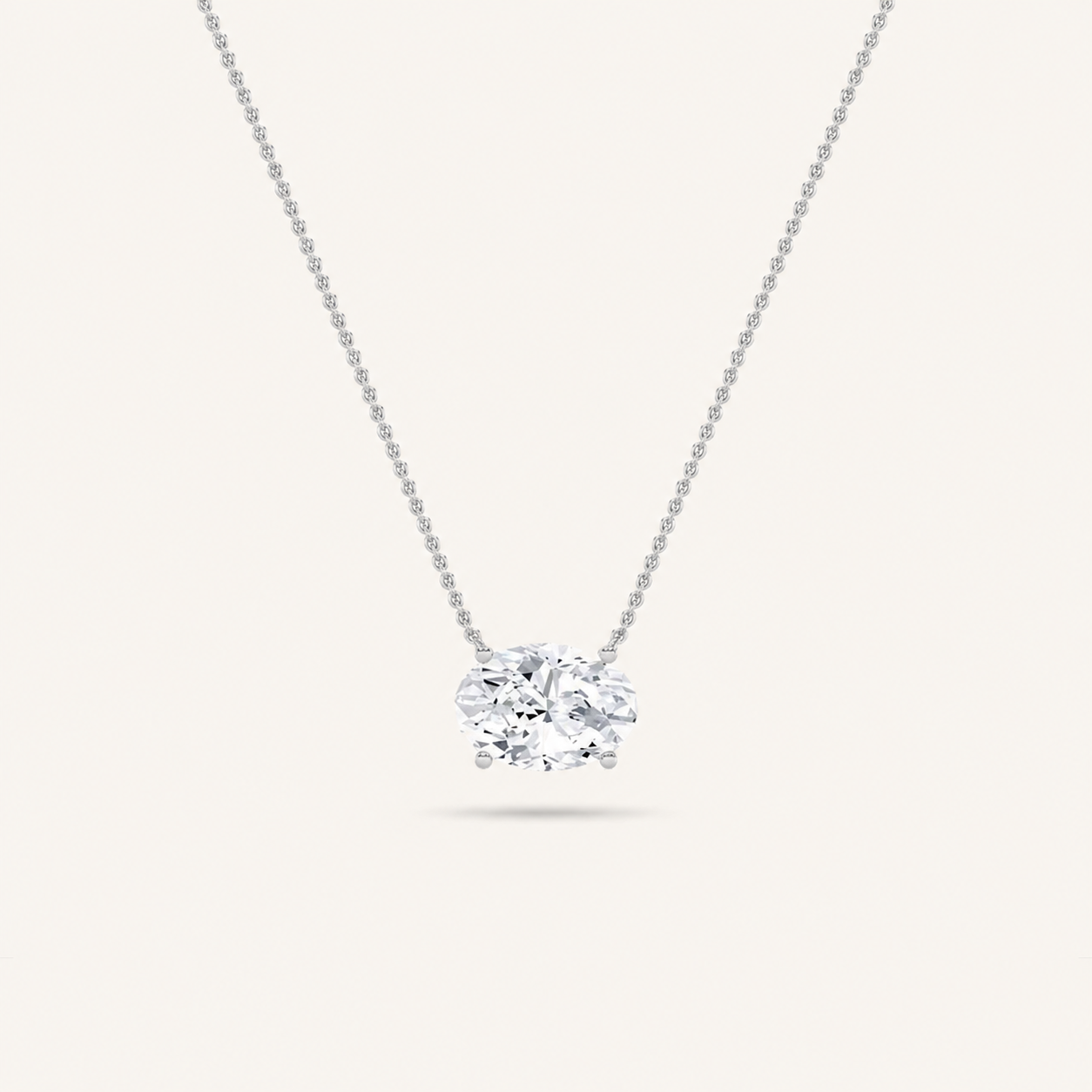 3.00 CT Oval Cut Lab Grown Diamond East West Solitaire Necklace