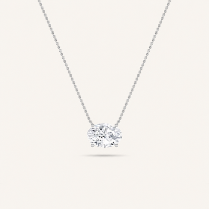 3.00 CT Oval Cut Lab Grown Diamond East West Solitaire Necklace