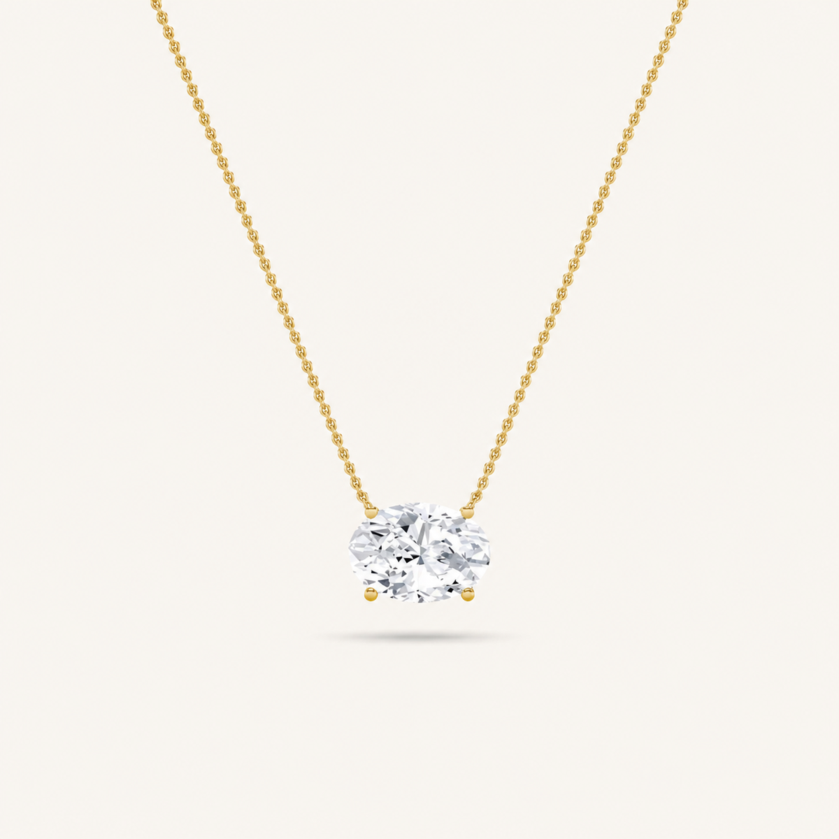3.00 CT Oval Cut Lab Grown Diamond East West Solitaire Necklace