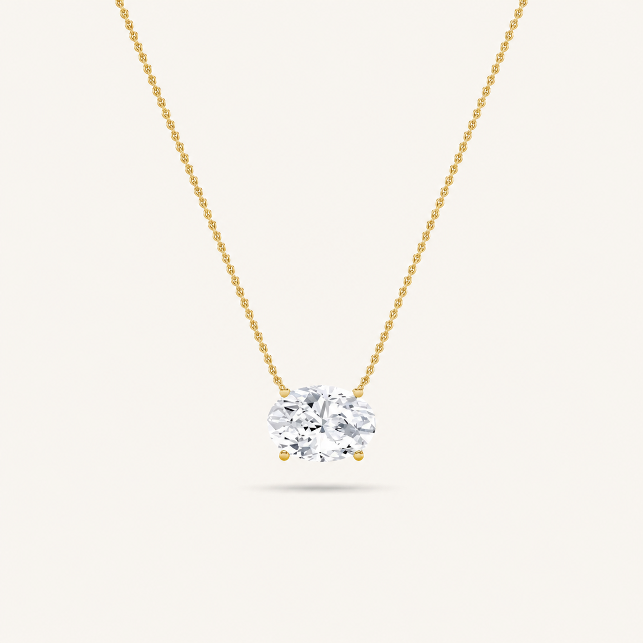 3.00 CT Oval Cut Lab Grown Diamond East West Solitaire Necklace