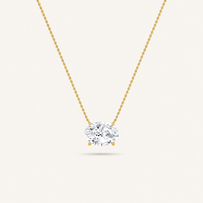 3.00 CT Oval Cut Lab Grown Diamond East West Solitaire Necklace