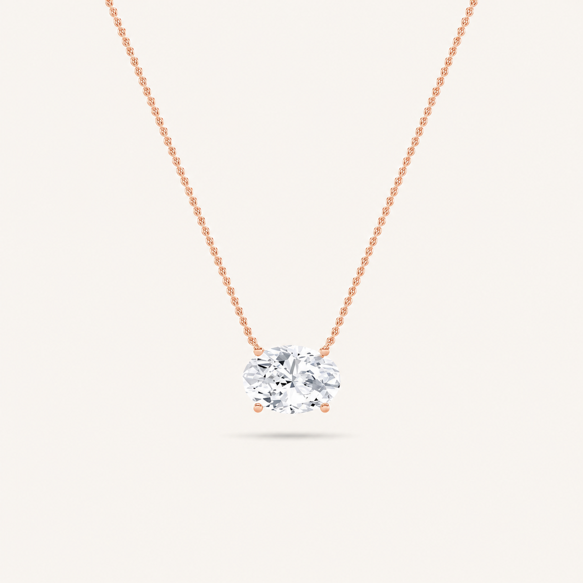 3.00 CT Oval Cut Lab Grown Diamond East West Solitaire Necklace