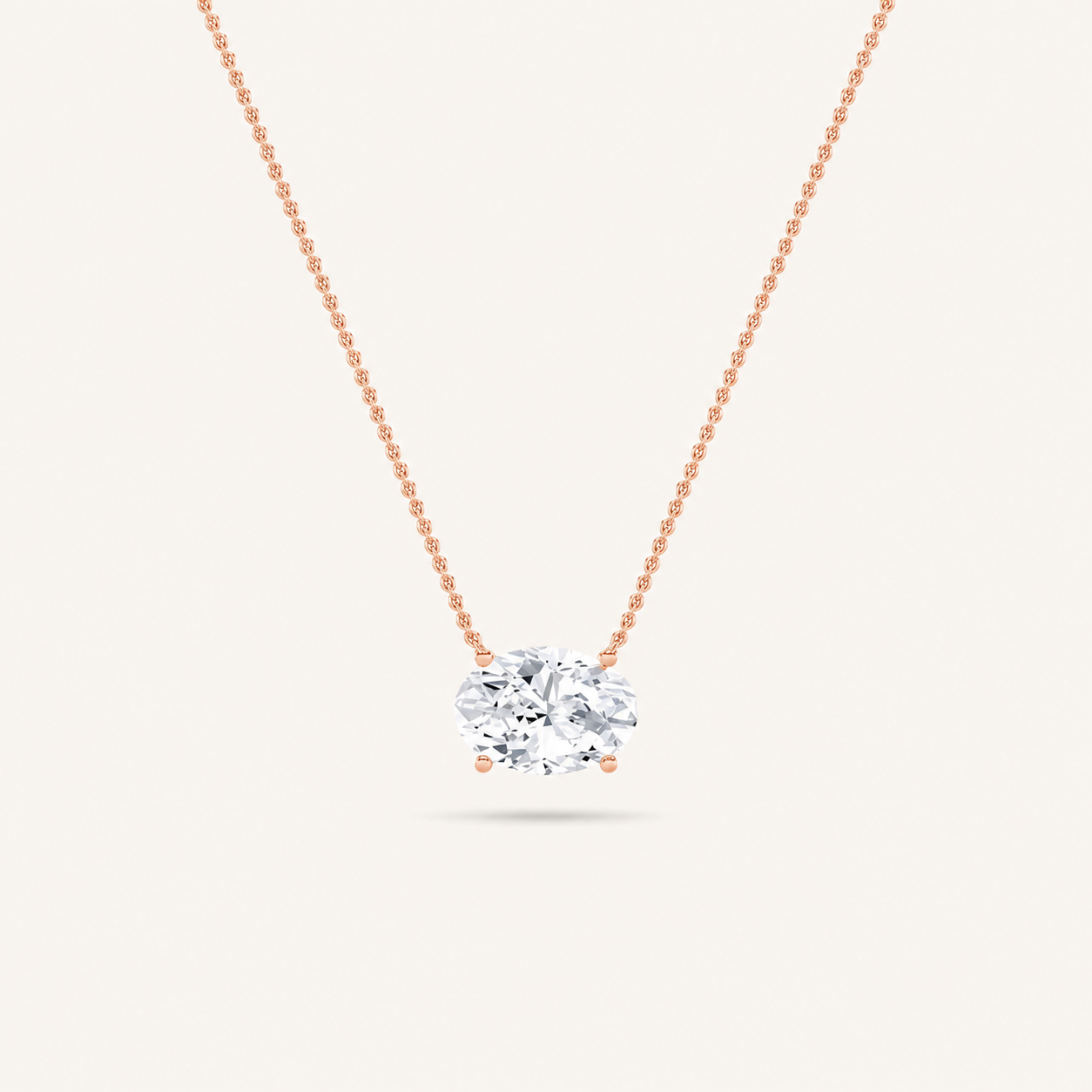 3.00 CT Oval Cut Lab Grown Diamond East West Solitaire Necklace