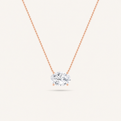 3.00 CT Oval Cut Lab Grown Diamond East West Solitaire Necklace