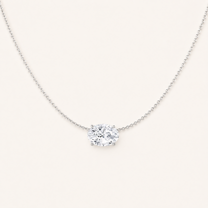 3.00 CT Oval Cut Lab Grown Diamond East West Solitaire Necklace