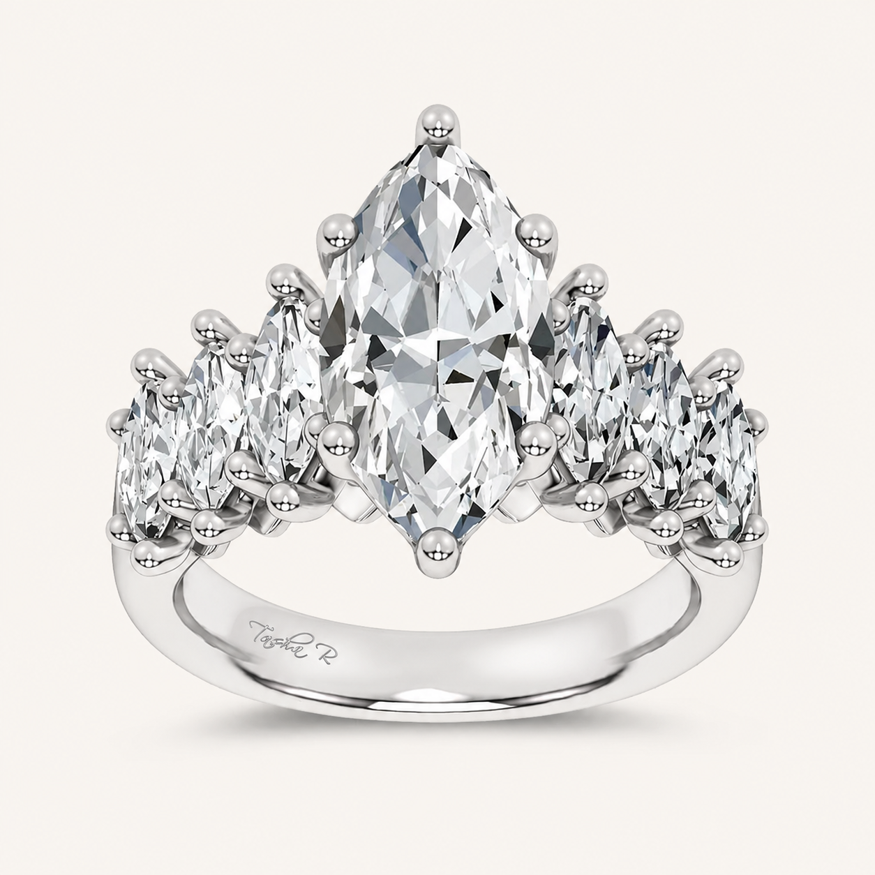 4.56CT Marquise Cut Certified Lab Grown Diamond Cluster Ring