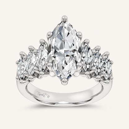 4.56CT Marquise Cut Certified Lab Grown Diamond Cluster Ring