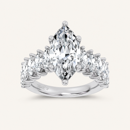 4.6CT Marquise Cut Certified Lab Grown Diamond Cluster Ring