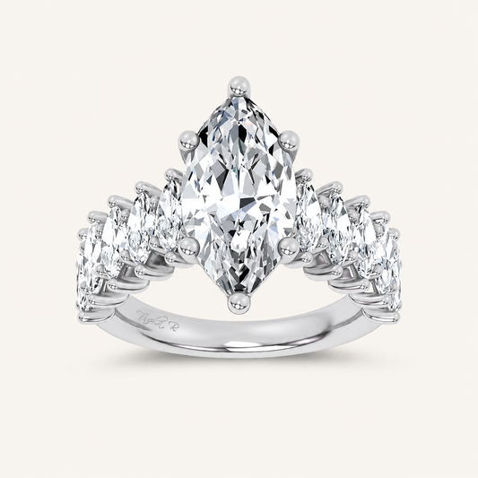 4.6CT Marquise Cut Certified Lab Grown Diamond Cluster Ring