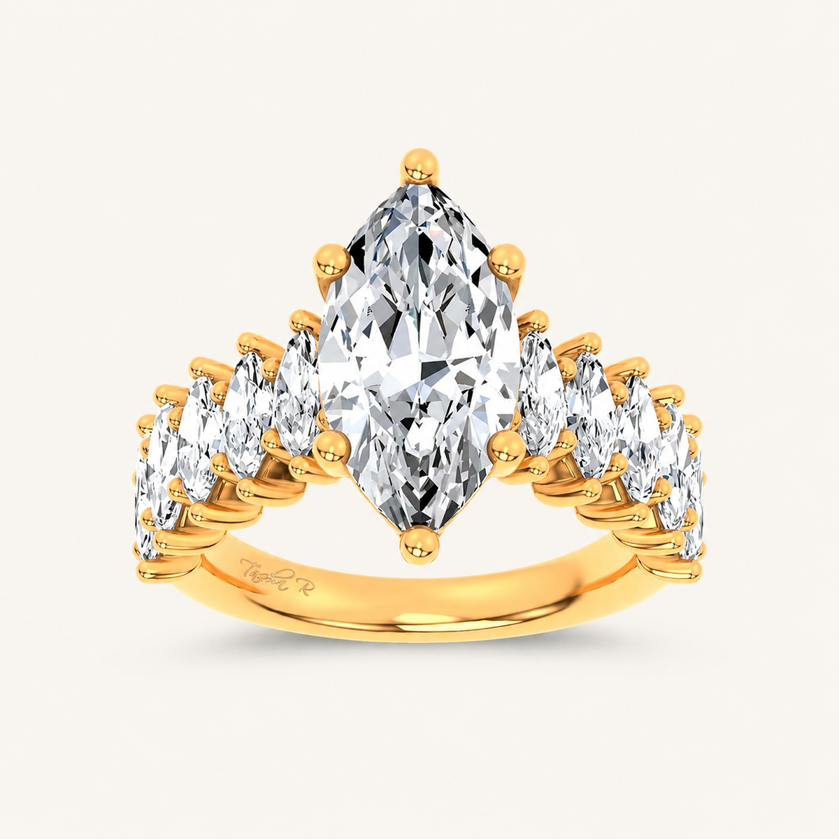 4.6CT Marquise Cut Certified Lab Grown Diamond Cluster Ring