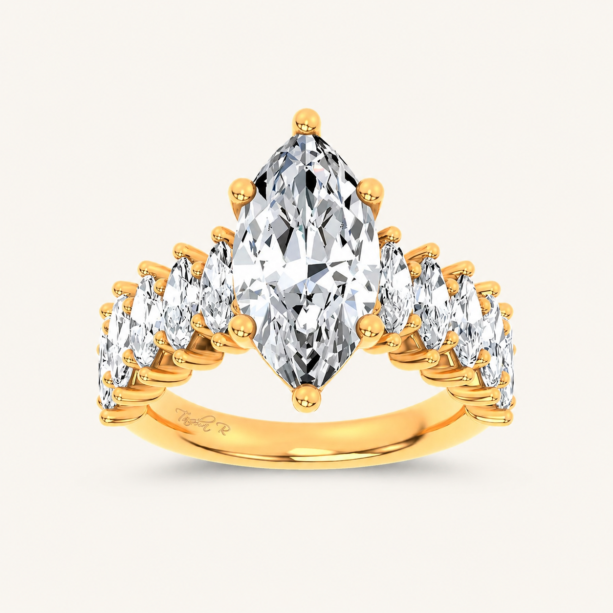 4.6CT Marquise Cut Certified Lab Grown Diamond Cluster Ring