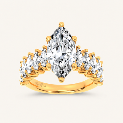 4.6CT Marquise Cut Certified Lab Grown Diamond Cluster Ring