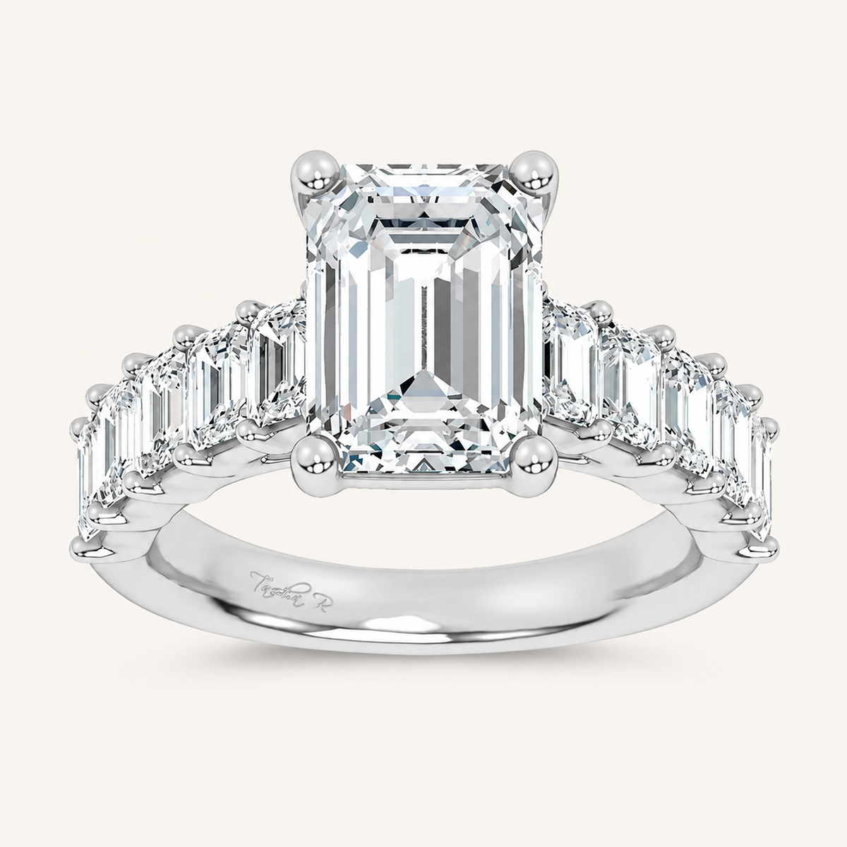 4.79CT Emerald Cut Lab Diamond Cluster Ring