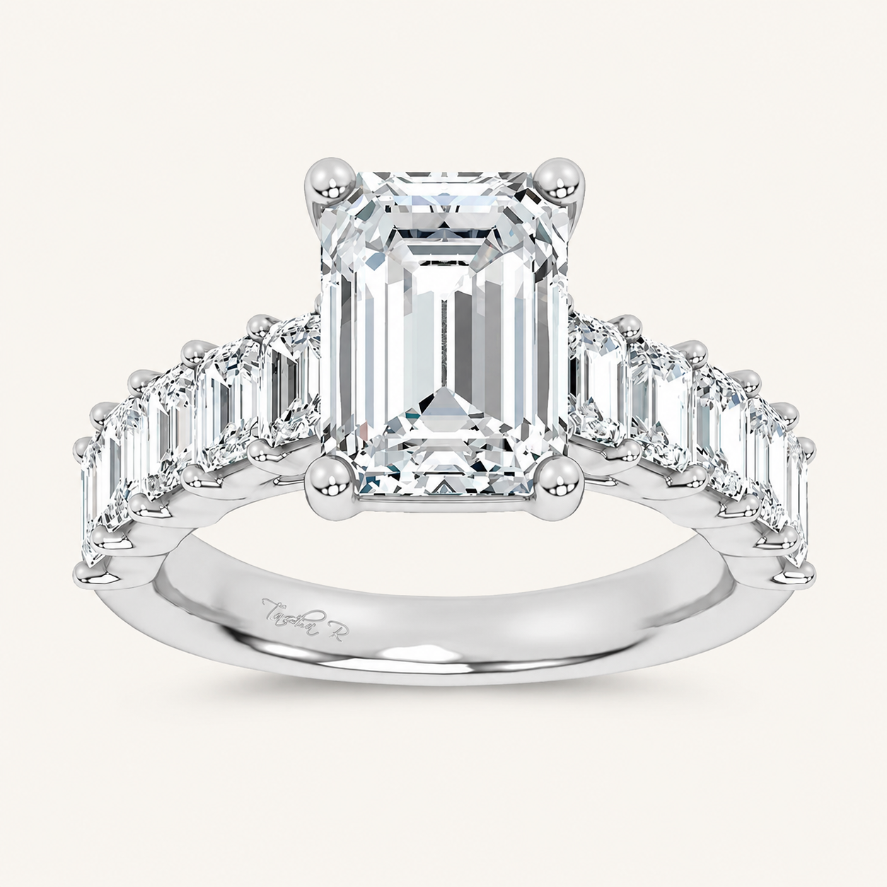 4.79CT Emerald Cut Lab Diamond Cluster Ring