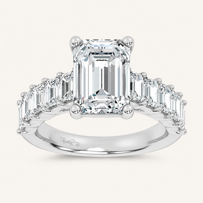 4.79CT Emerald Cut Lab Diamond Cluster Ring