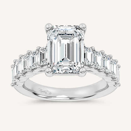 4.79CT Emerald Cut Lab Diamond Cluster Ring
