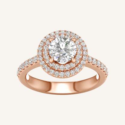 2CT Round CutLab Grown Diamond Double Halo Ring