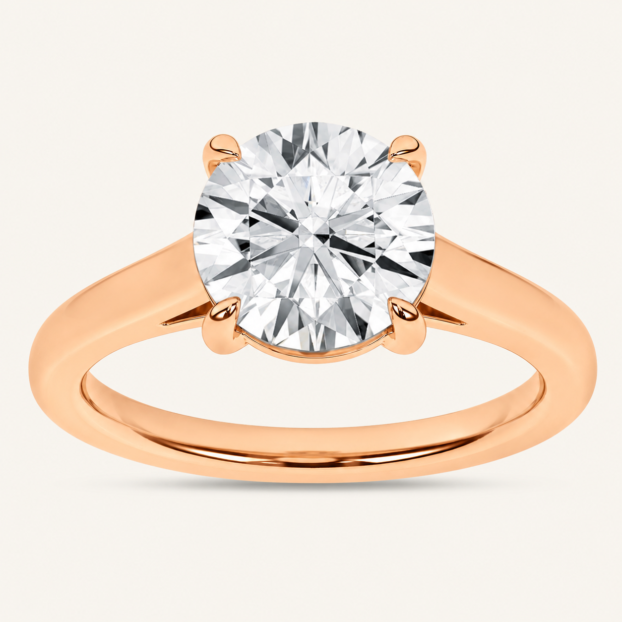 2CT Round Cut Lab Grown Diamond Solitaire Ring