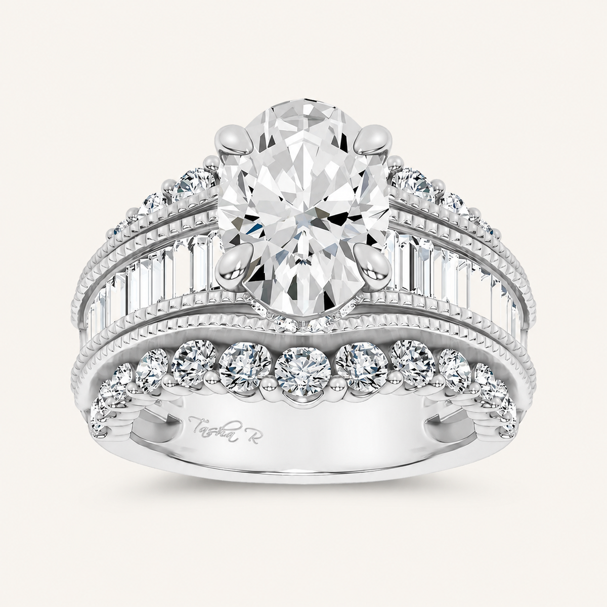 5.12CT Oval Cut Certified Lab Grown Diamond Cluster Ring