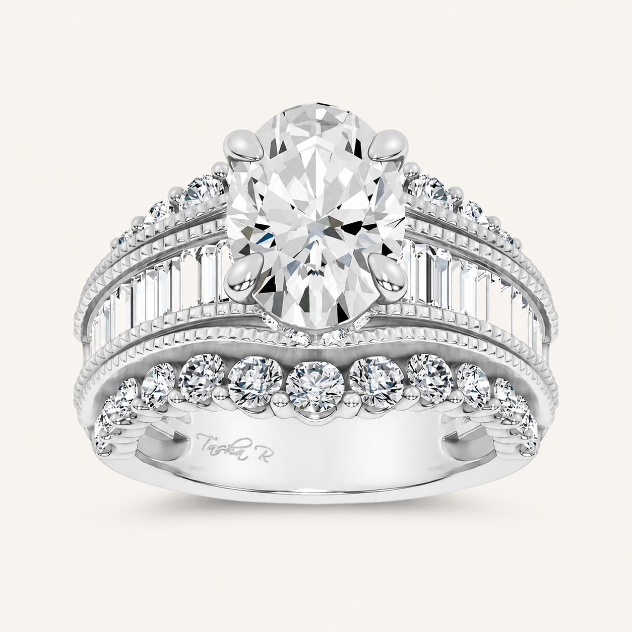 5.12CT Oval Cut Certified Lab Grown Diamond Cluster Ring
