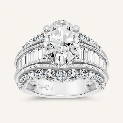 5.12CT Oval Cut Certified Lab Grown Diamond Cluster Ring