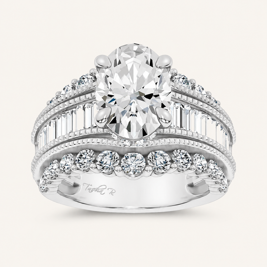 5.12CT Oval Cut Certified Lab Grown Diamond Cluster Ring
