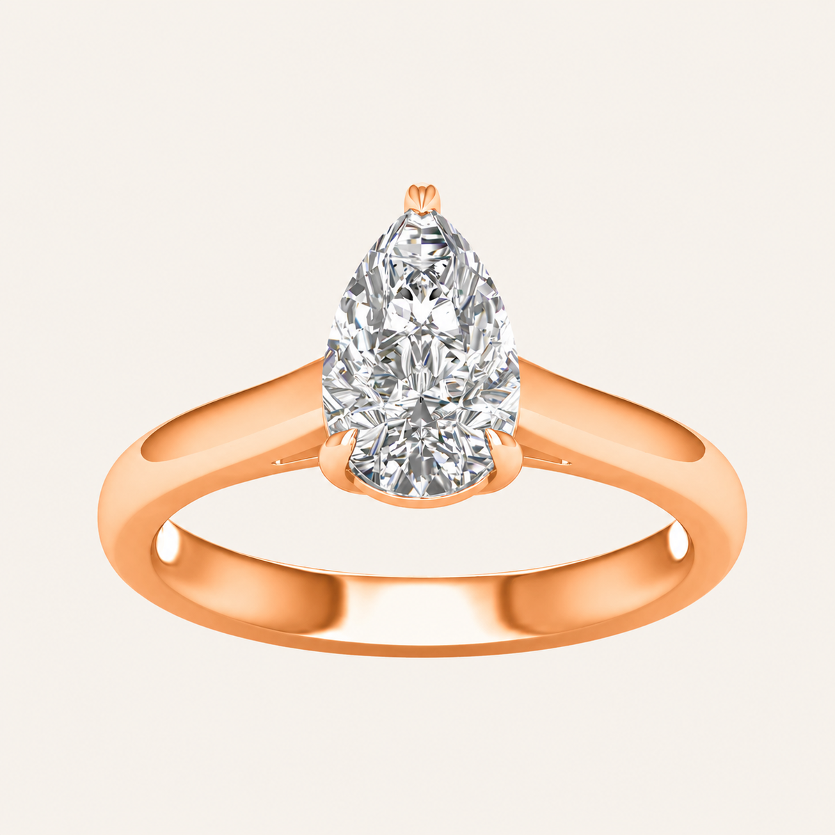 1.5CT Pear Cut Lab Grown Diamond Solitaire Ring