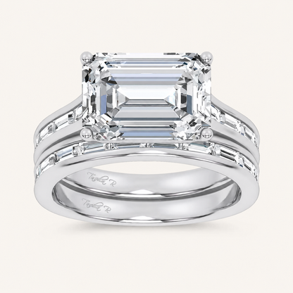 5.72CT Emerald Cut Certified Lab Grown Diamond Bridal Set