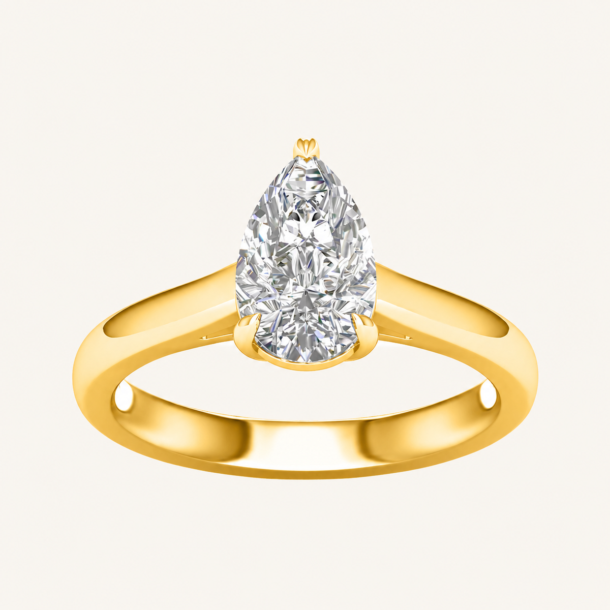 1.5CT Pear Cut Lab Grown Diamond Solitaire Ring