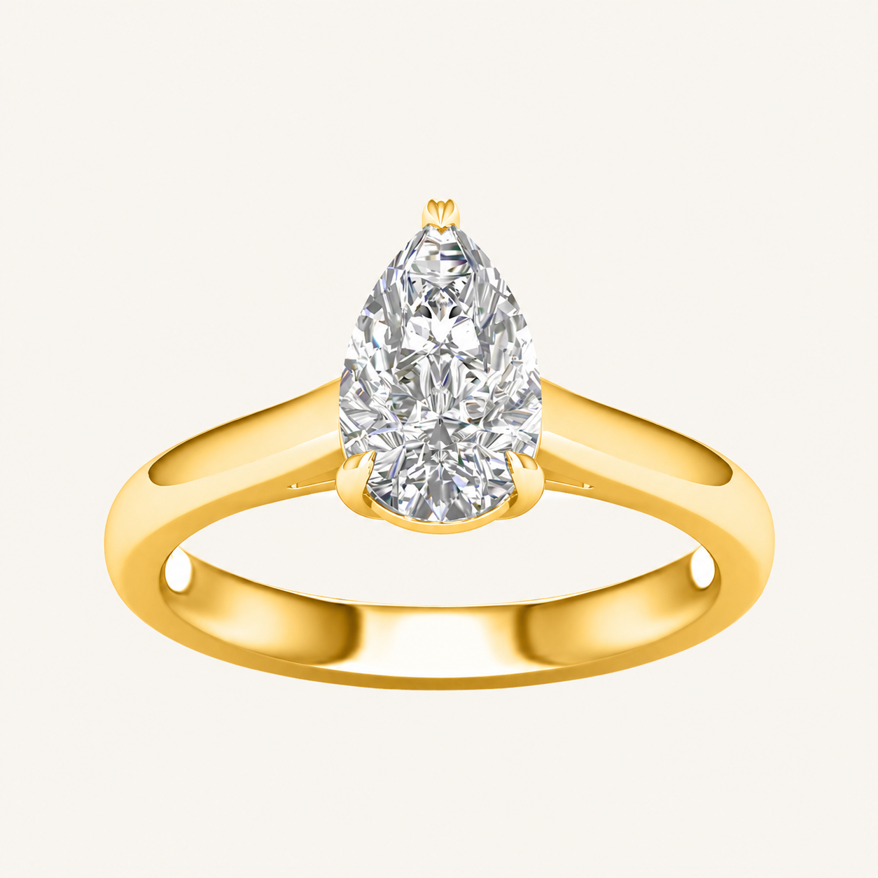 1.5CT Pear Cut Lab Grown Diamond Solitaire Ring