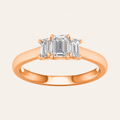 1CT Emerald CutLab Grown Diamond Three Stone Ring