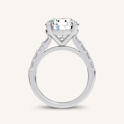 5.7CT Round Cut Certified Lab Grown Diamond Side Stone Ring