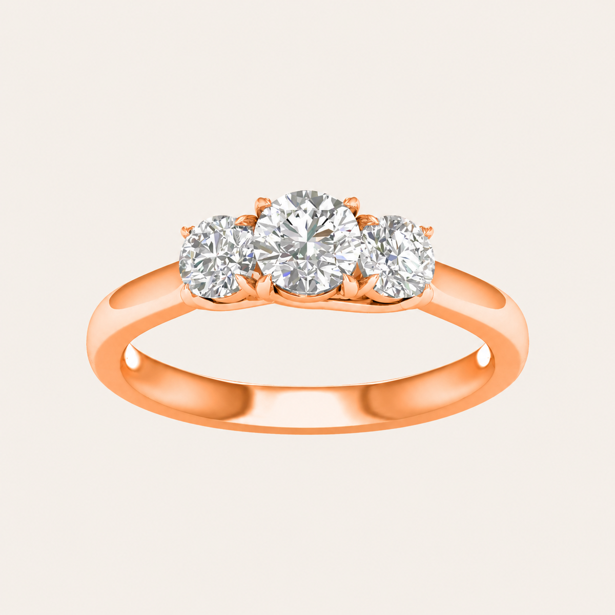 1CT Round Cut Lab Grown Diamond Three Stone Ring