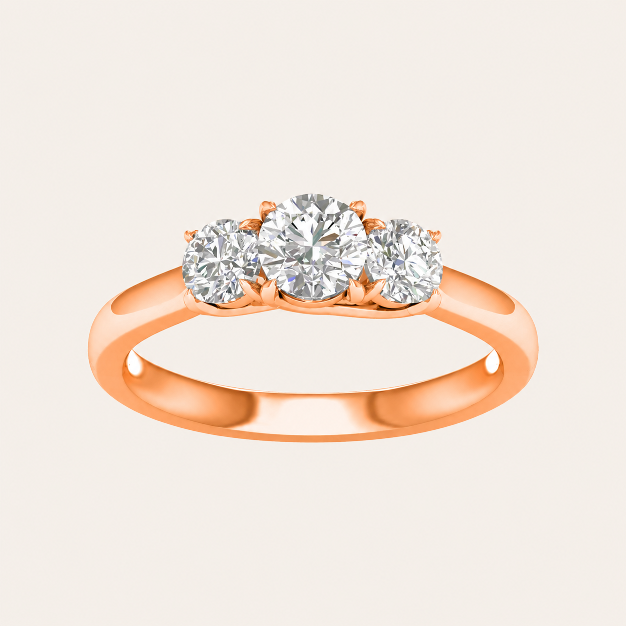 1CT Round Cut Lab Grown Diamond Three Stone Ring