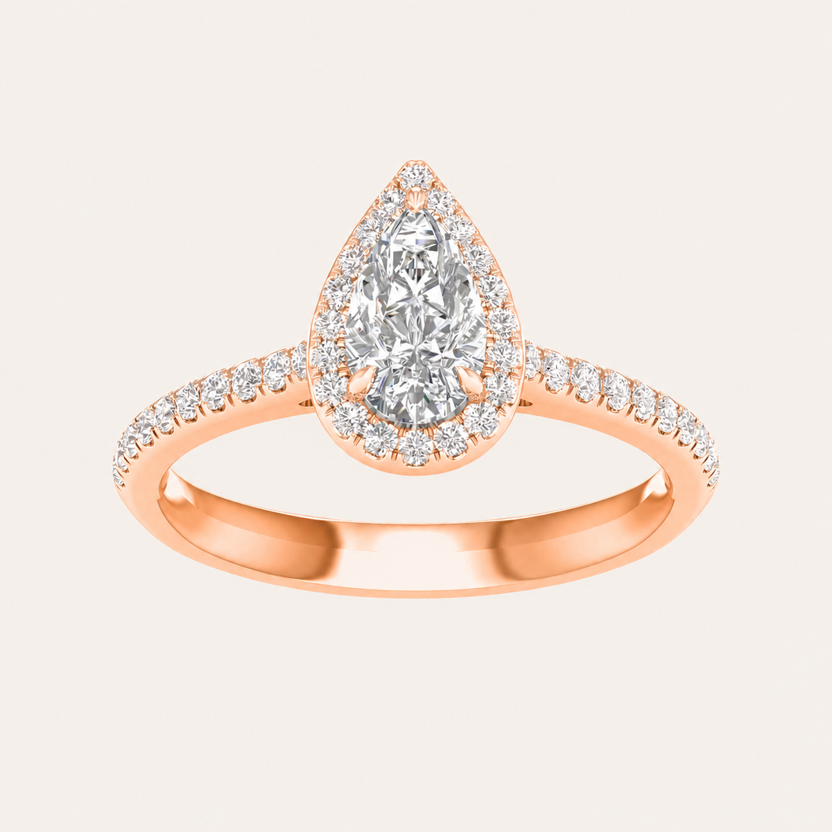 1CT Pear Cut Lab Grown Diamond Halo Ring