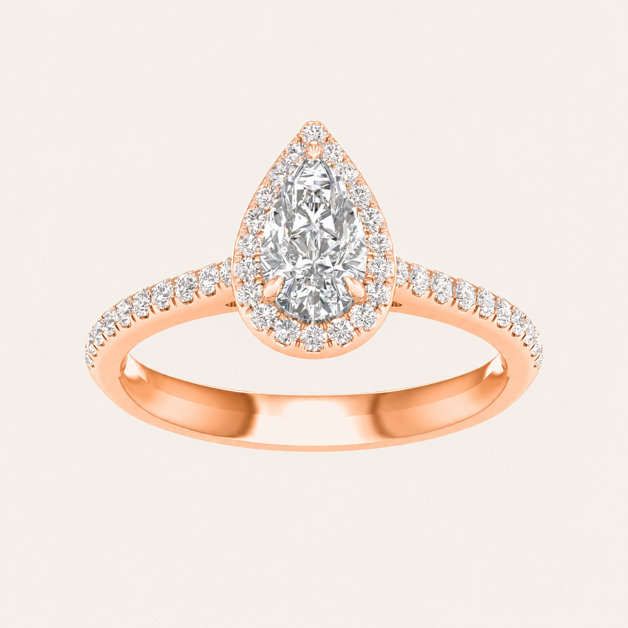 1CT Pear Cut Lab Grown Diamond Halo Ring