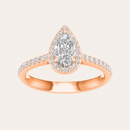 1CT Pear Cut Lab Grown Diamond Halo Ring
