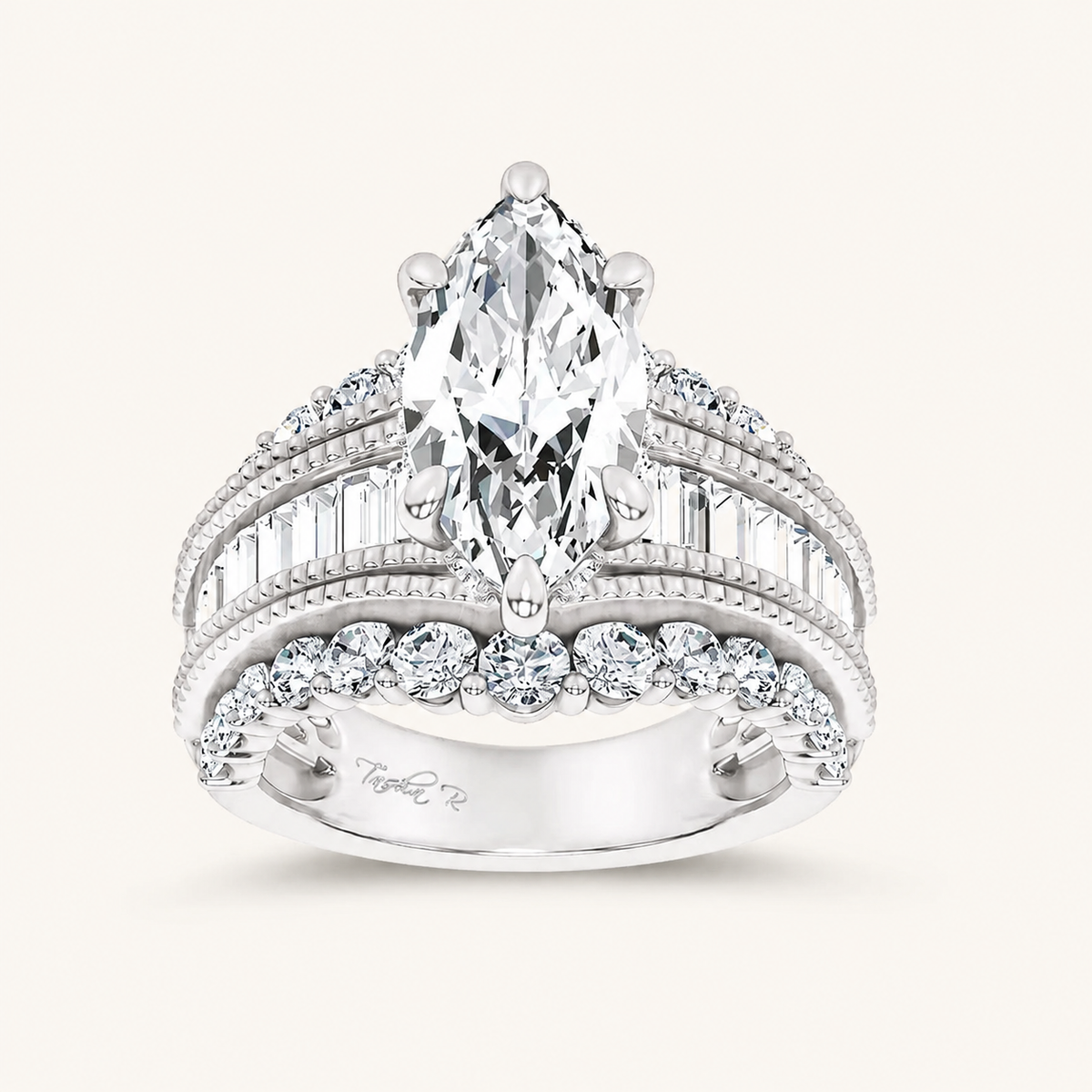 5.72CT Marquise Cut Certified Lab Grown Diamond Cluster Ring