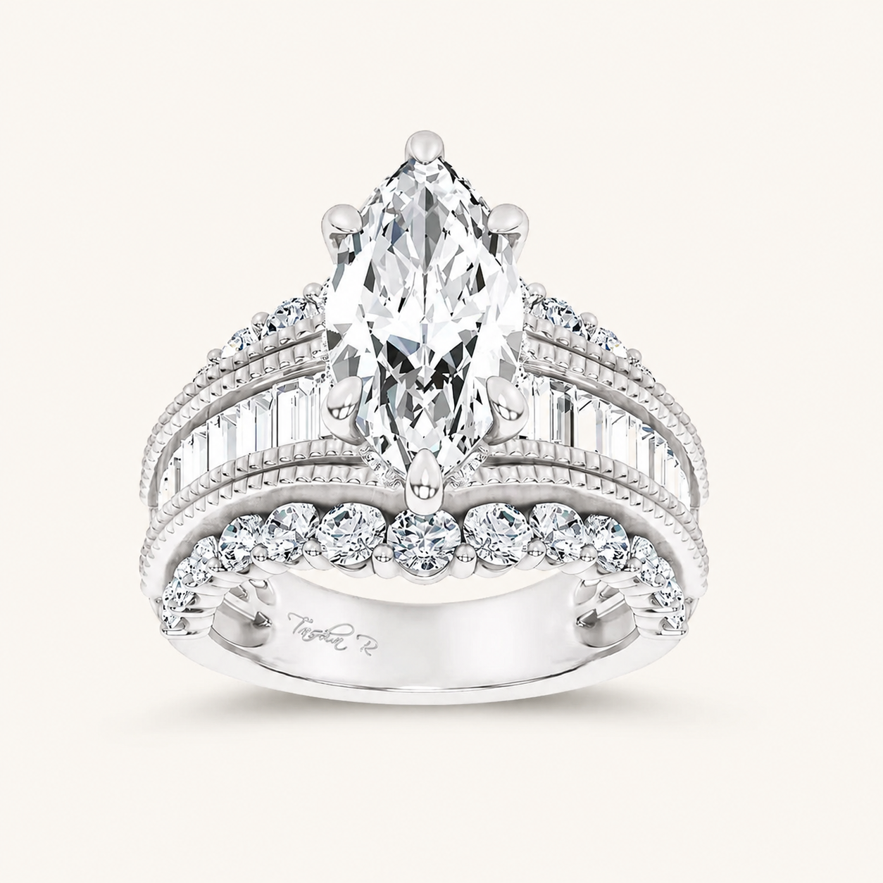 5.72CT Marquise Cut Certified Lab Grown Diamond Cluster Ring
