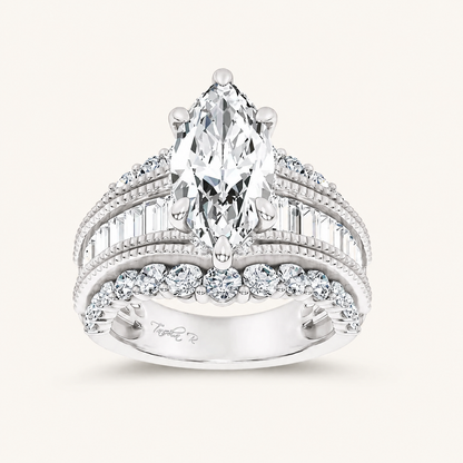 5.72CT Marquise Cut Certified Lab Grown Diamond Cluster Ring
