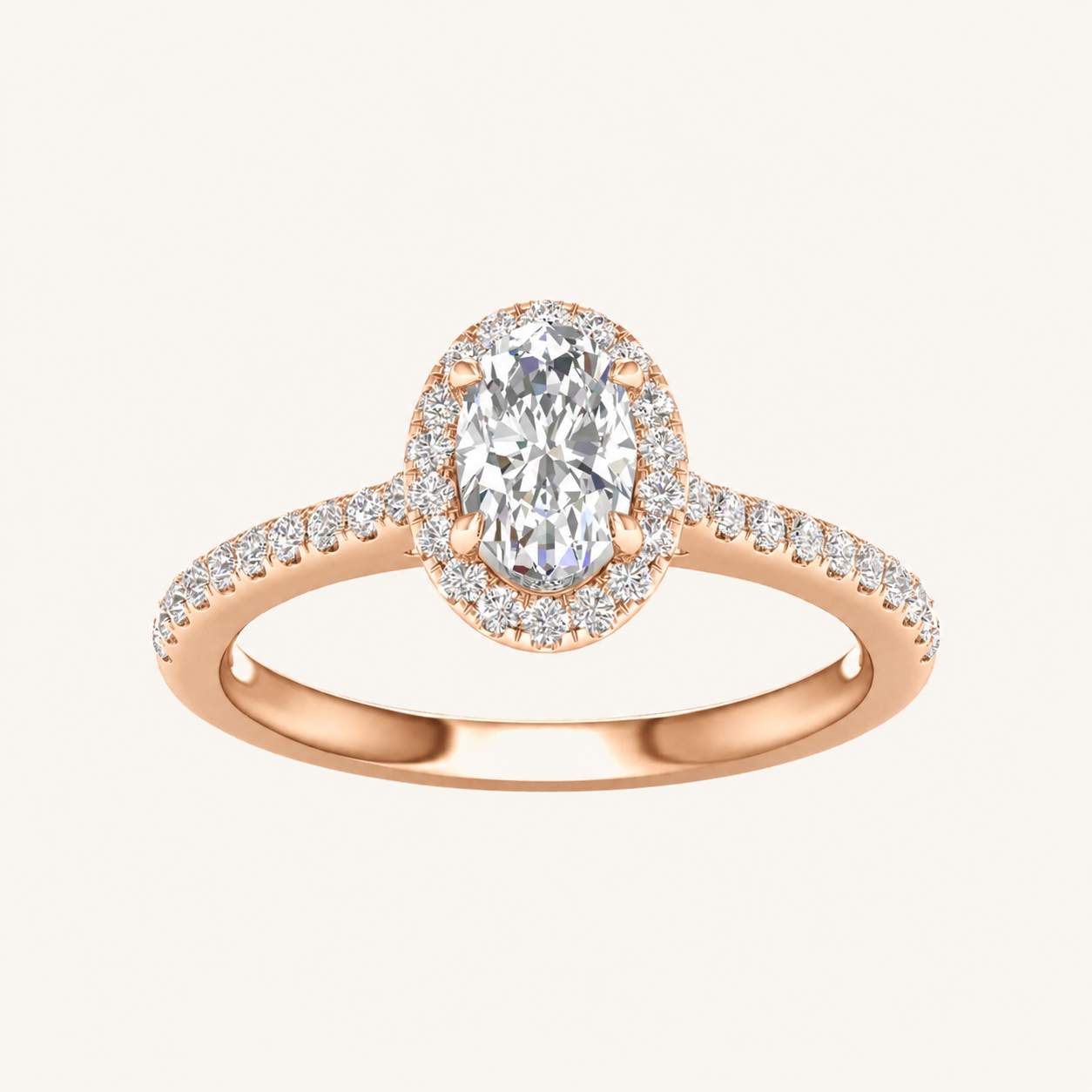 1CT Oval Cut Lab Grown Diamond Halo Ring