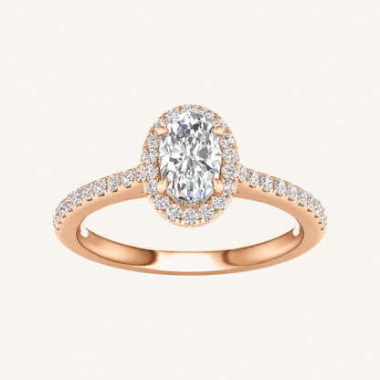 1CT Oval Cut Lab Grown Diamond Halo Ring