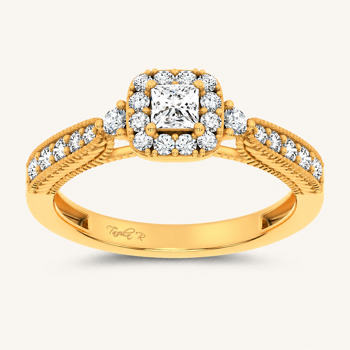 0.55CT Princess Cut Certified Lab Grown Diamond Promise Halo Ring