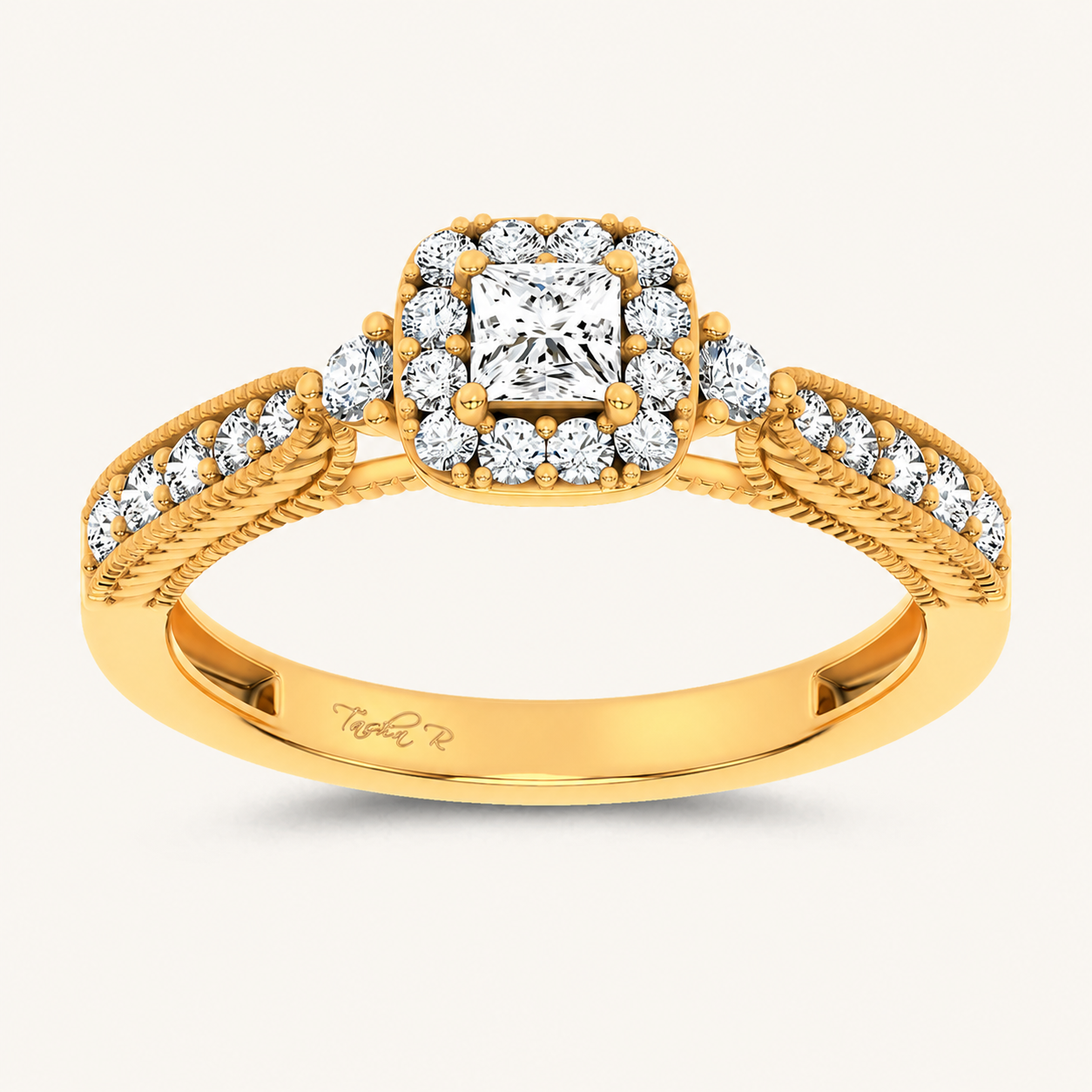 0.55CT Princess Cut Certified Lab Grown Diamond Promise Halo Ring