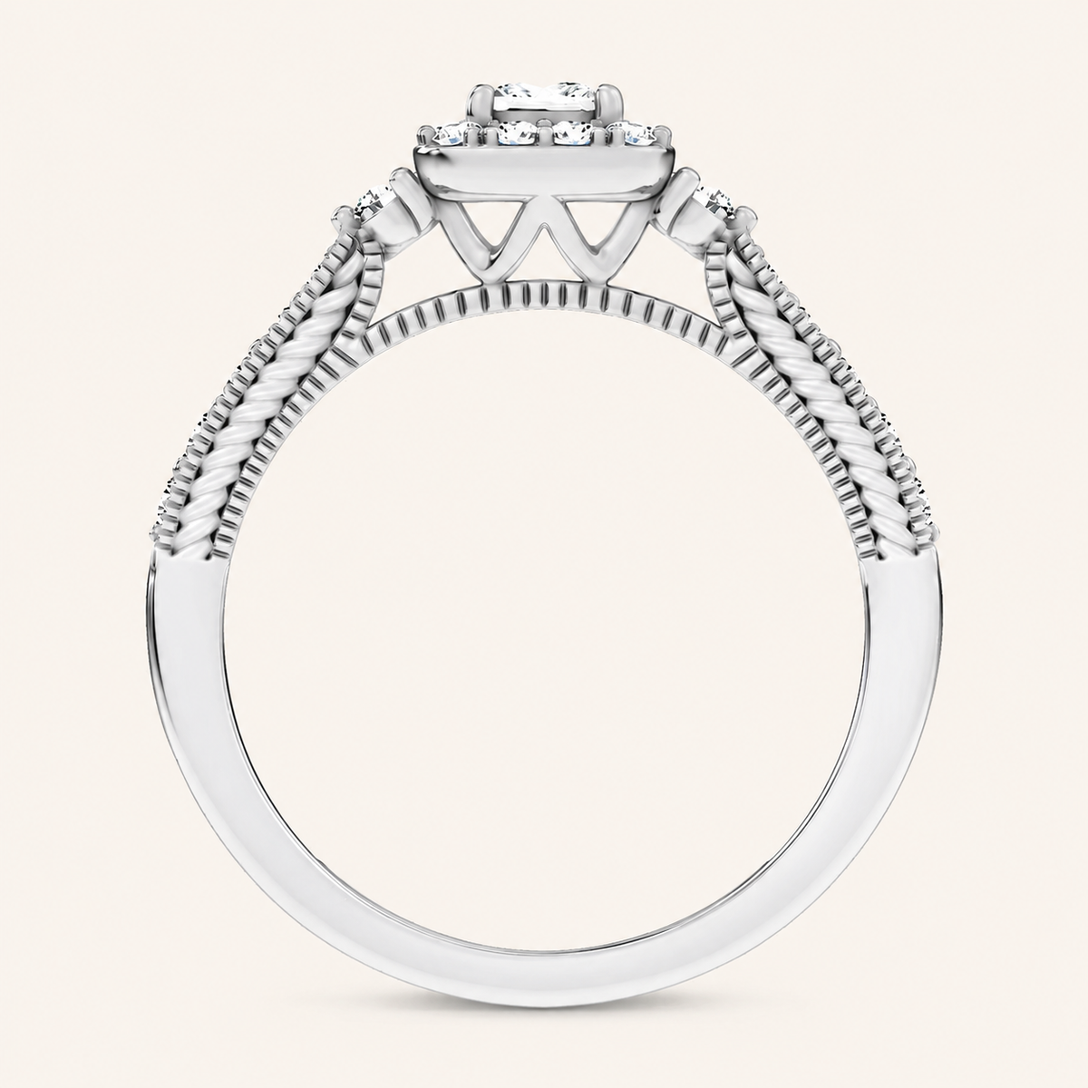 0.55CT Princess Cut Certified Lab Grown Diamond Promise Halo Ring