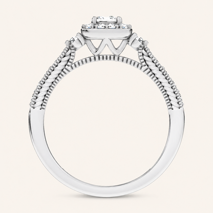 0.55CT Princess Cut Certified Lab Grown Diamond Promise Halo Ring
