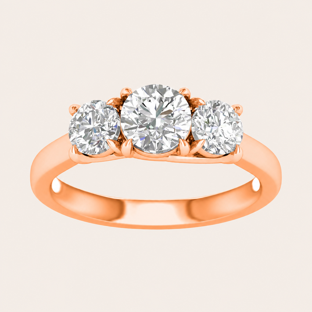 2CT Round Cut Lab Grown Diamond Three Stone Ring