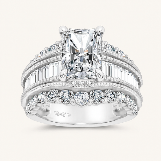 5.72CT Princess Cut Certified Lab Grown Diamond Cluster Ring
