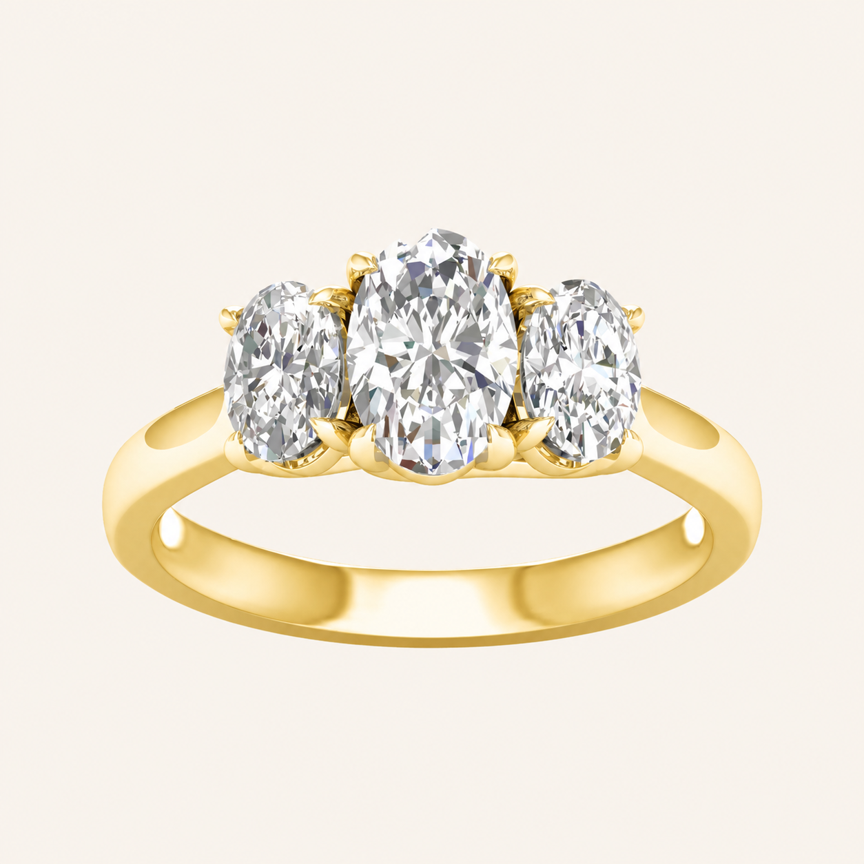 2CT Oval Cut Lab Grown Diamond Three Stone Ring